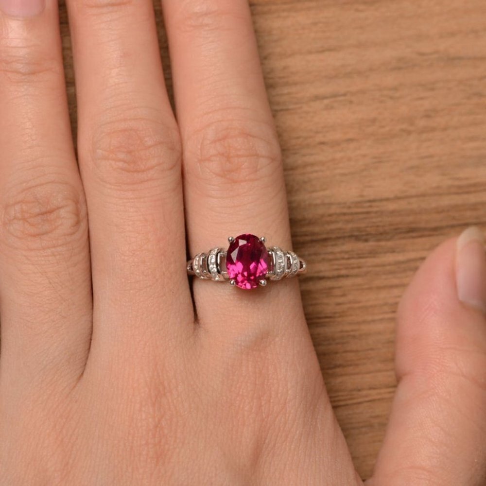 💝 Refine Oval Pure Zircon Romantic Silver Elegant Rings for Women, PD349 - Picture 2 of 4